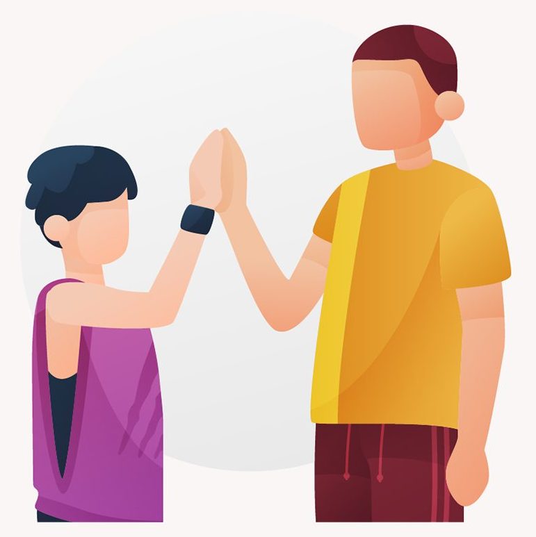 Un papá y su hijo chocan las manos
