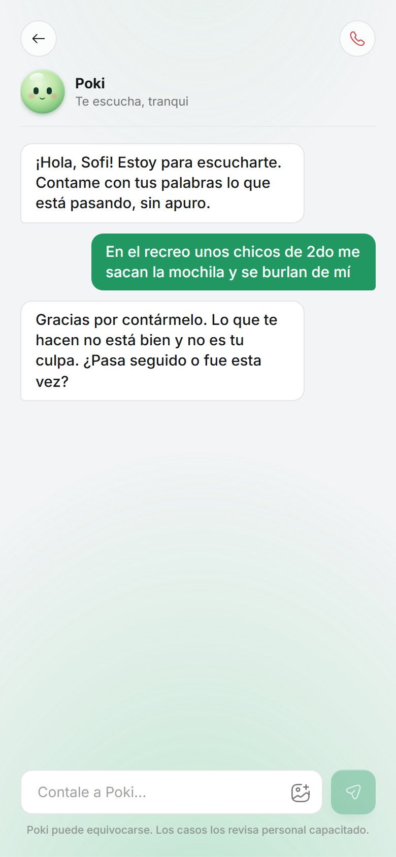Chat de un alumno con Poki